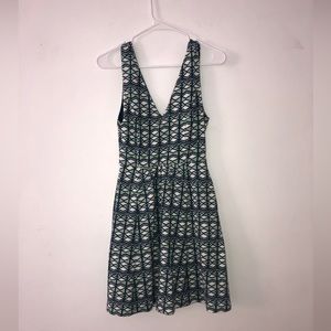 Anthropologie Maeve Women's 4 Sleeveless Dress Pockets Pleats Blue Green Stretch